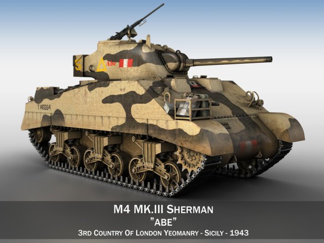 m4 sherman mk iii abe 3D Model .c4d .max .obj .3ds .fbx .stl .blend 