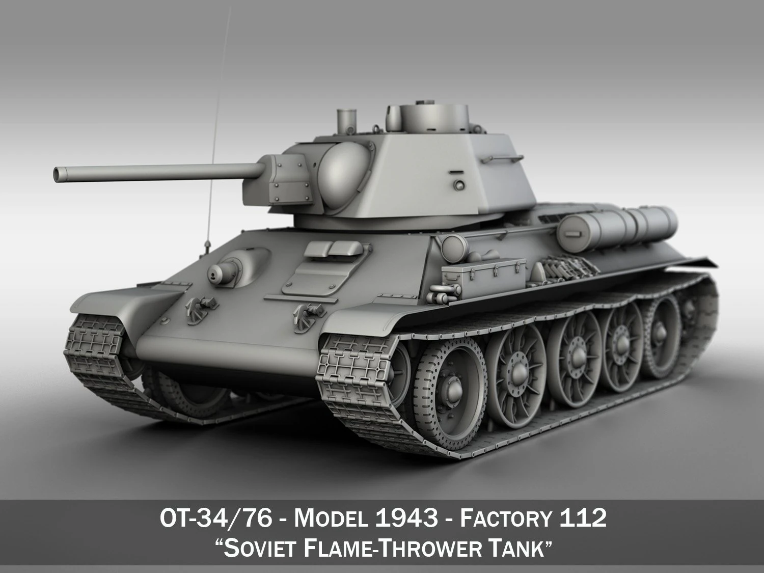 ot-34-76 - model 1943 - soviet flame-thrower tank 3D Model .c4d .max .obj .3ds .fbx .stl .blend 