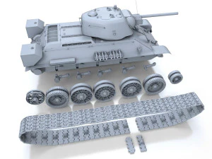 t-34-76 uztm - model 1942 - soviet medium tank 3D Model