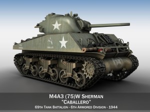 m4a3 75mm - sherman - caballero 3Dモデル