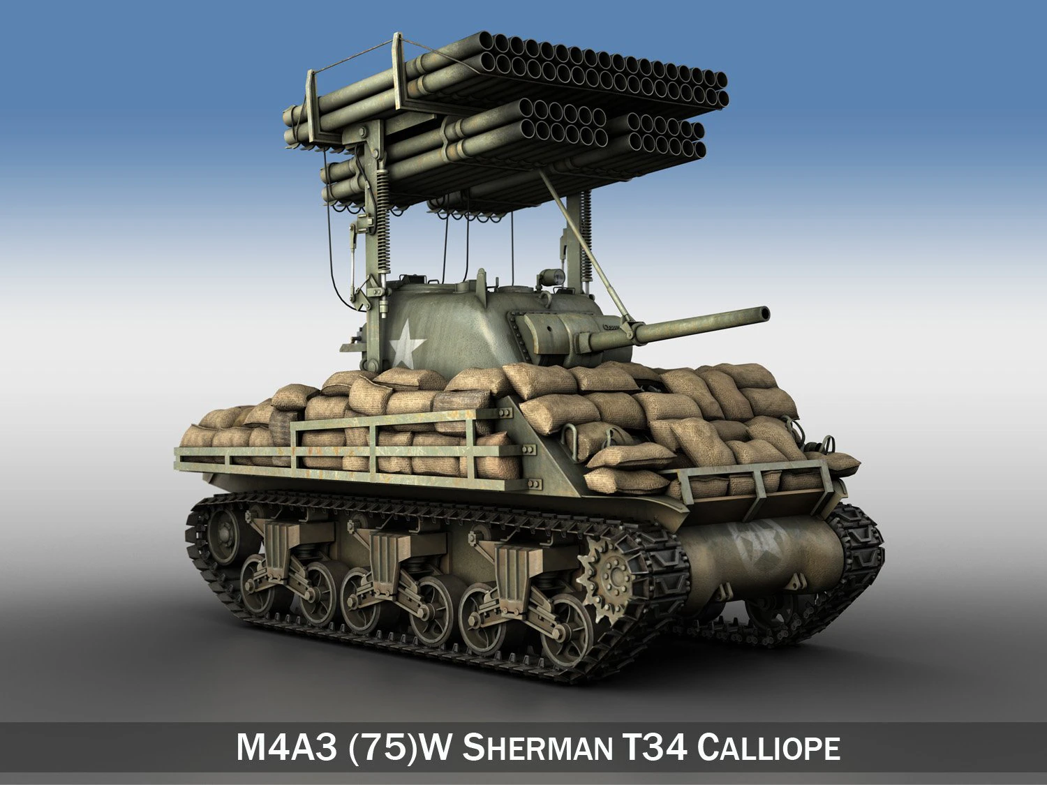 m4a3 sherman calliope 3D Model .c4d .max .obj .3ds .fbx .stl .blend 