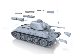 t-34-76 uztm - model 1943 - soviet medium tank 3D Model