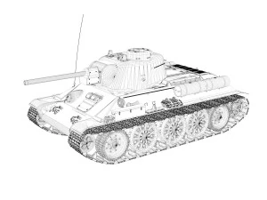 t-34-76 uztm - model 1943 - soviet medium tank 3D Model