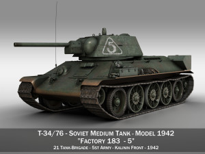 t-34-76 - model 1942 - soviet medium tank - 5 3D Model