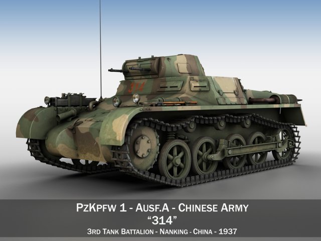 pzkpfw 1 - panzer 1 - ausf a - 314 3D 模型 .c4d .max .obj .3ds .fbx .stl .blend 