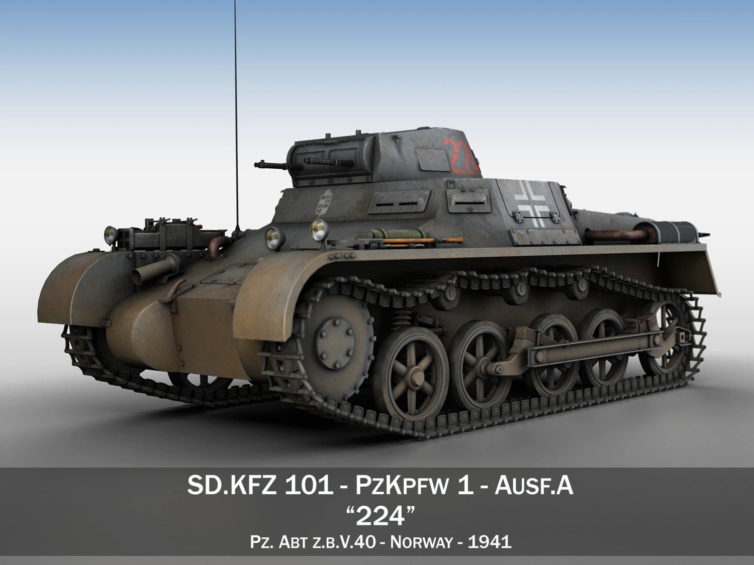 pzkpfw 1 - panzer 1 - ausf a - 523 3D Model .c4d .max .obj .3ds .fbx .stl .blend