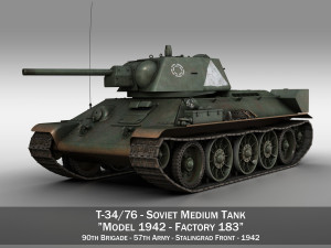 t-34-76 - model 1942 - soviet medium tank - 57 army 3D Model
