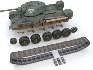 t-34-76 uztm - model 1942 - soviet tank - 12 3D Model