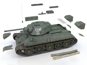 t-34-76 uztm - model 1942 - soviet tank - 12 3D Model