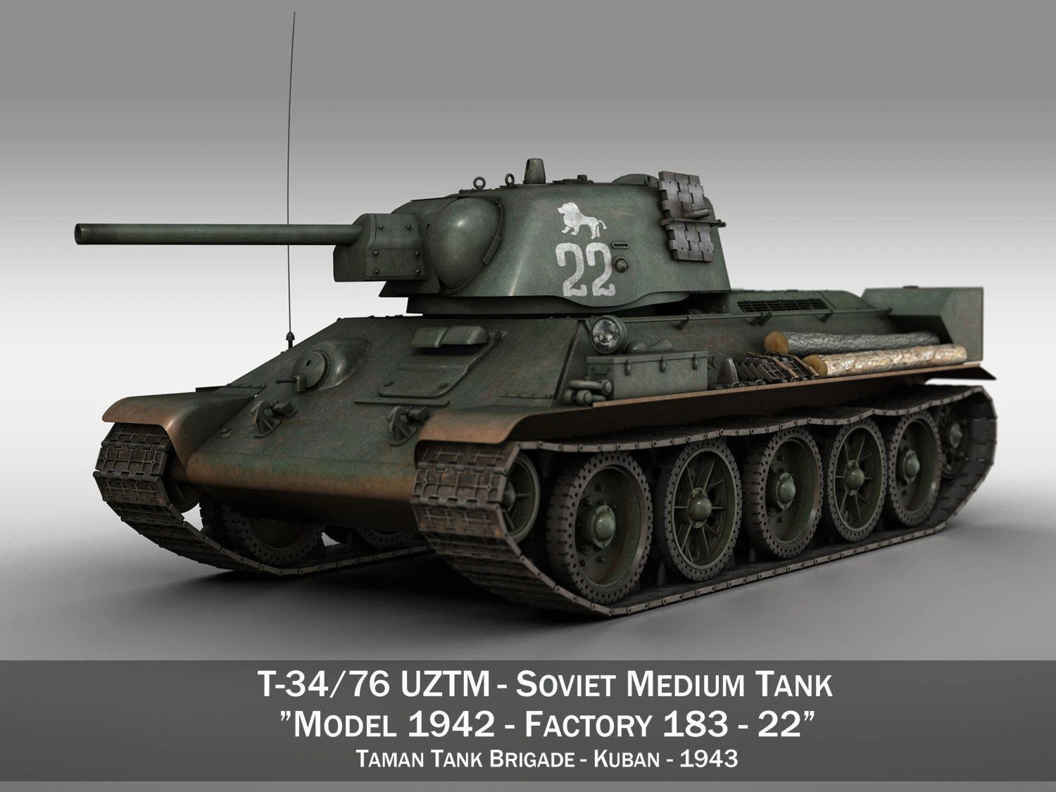 t-34-76 uztm - model 1942 - soviet tank - 22 3D Model .c4d .max .obj .3ds .fbx .stl .blend 