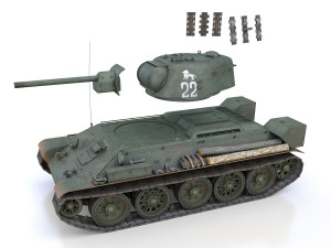 t-34-76 uztm - model 1942 - soviet tank - 22 Modèle 3D