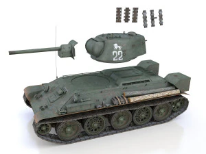 t-34-76 uztm - model 1942 - soviet tank - 22 3D Model