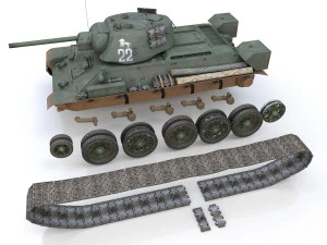t-34-76 uztm - model 1942 - soviet tank - 22 3D Model