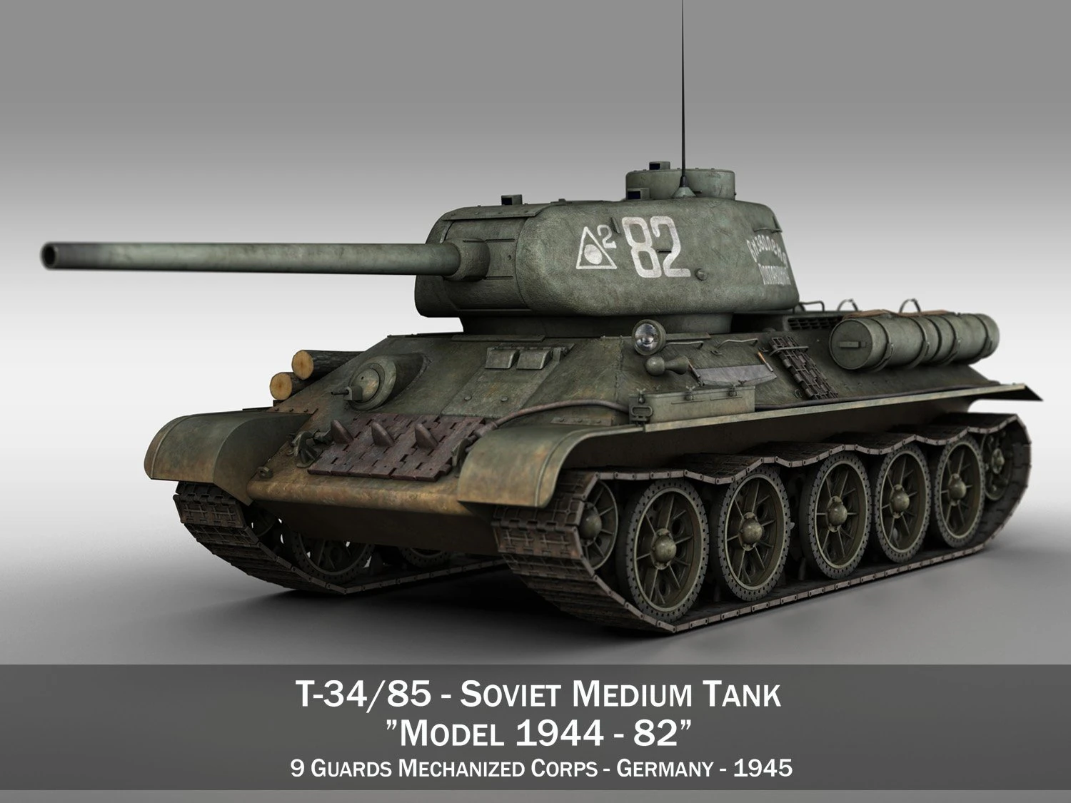 t-34-85 - soviet medium tank - 82 3D Model .c4d .max .obj .3ds .fbx .stl .blend 