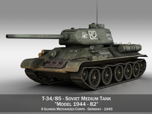t-34-85 - soviet medium tank - 82 3D Model