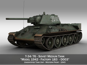T-34-76 - model 1942 - soviet medium tank - d003 3D Model