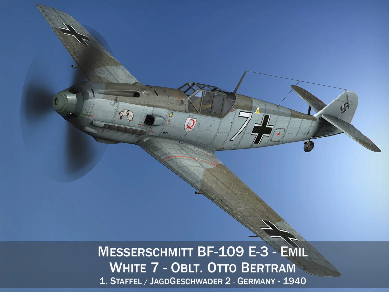 messerschmitt - bf-109 e - white 7 3D Model .c4d .max .obj .3ds .fbx .stl .blend 