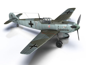 messerschmitt - bf-109 e - white 7 3Dモデル