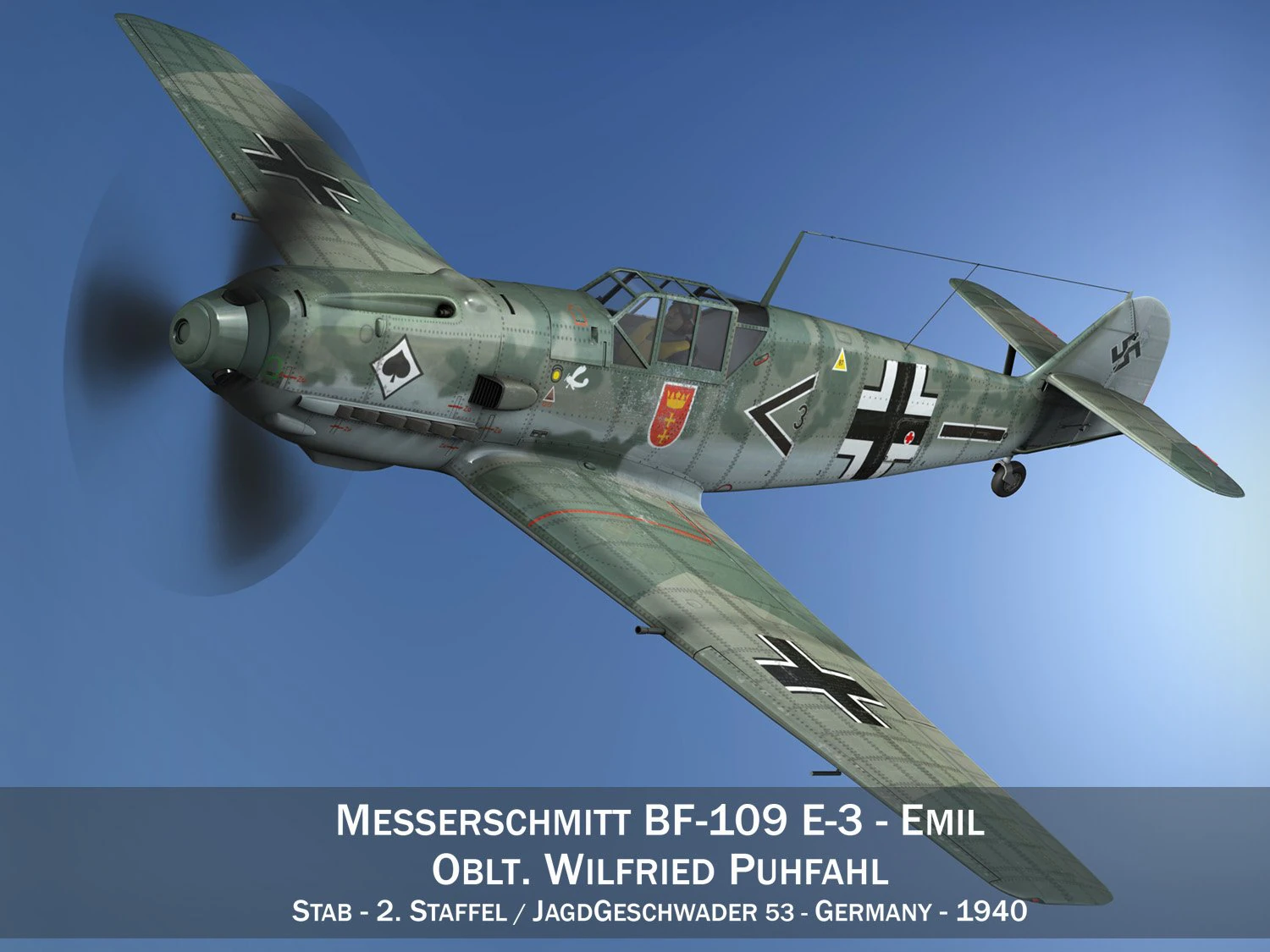 messerschmitt - bf-109 e - jg 53 3D Model .c4d .max .obj .3ds .fbx .stl .blend 