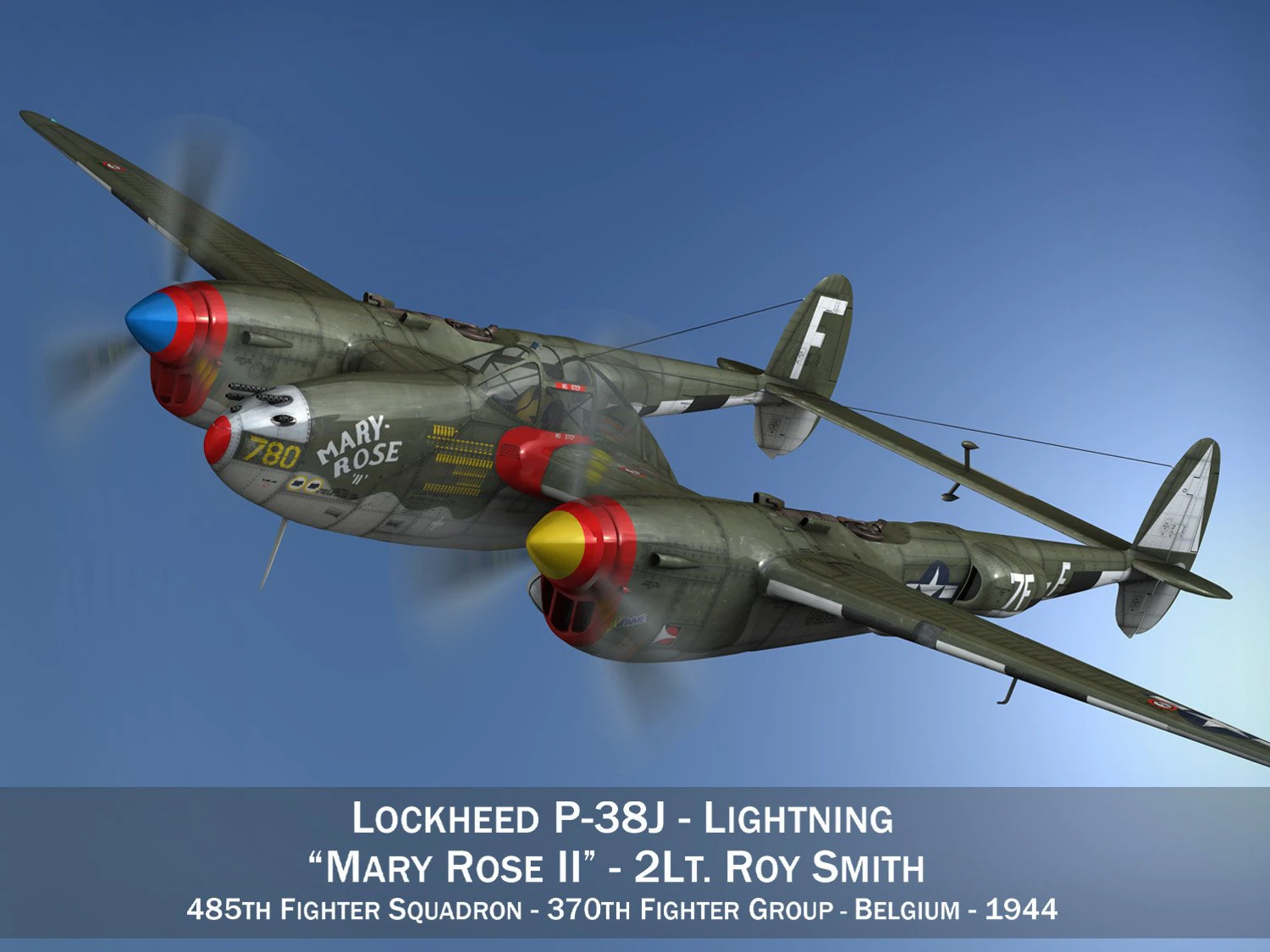 lockheed p-38 lightning - mary rose ii 3D Model .c4d .max .obj .3ds .fbx .stl .blend 