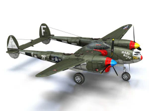 lockheed p-38 lightning - mary rose ii 3D Model