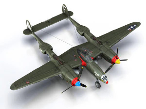 lockheed p-38 lightning - mary rose ii 3D Model