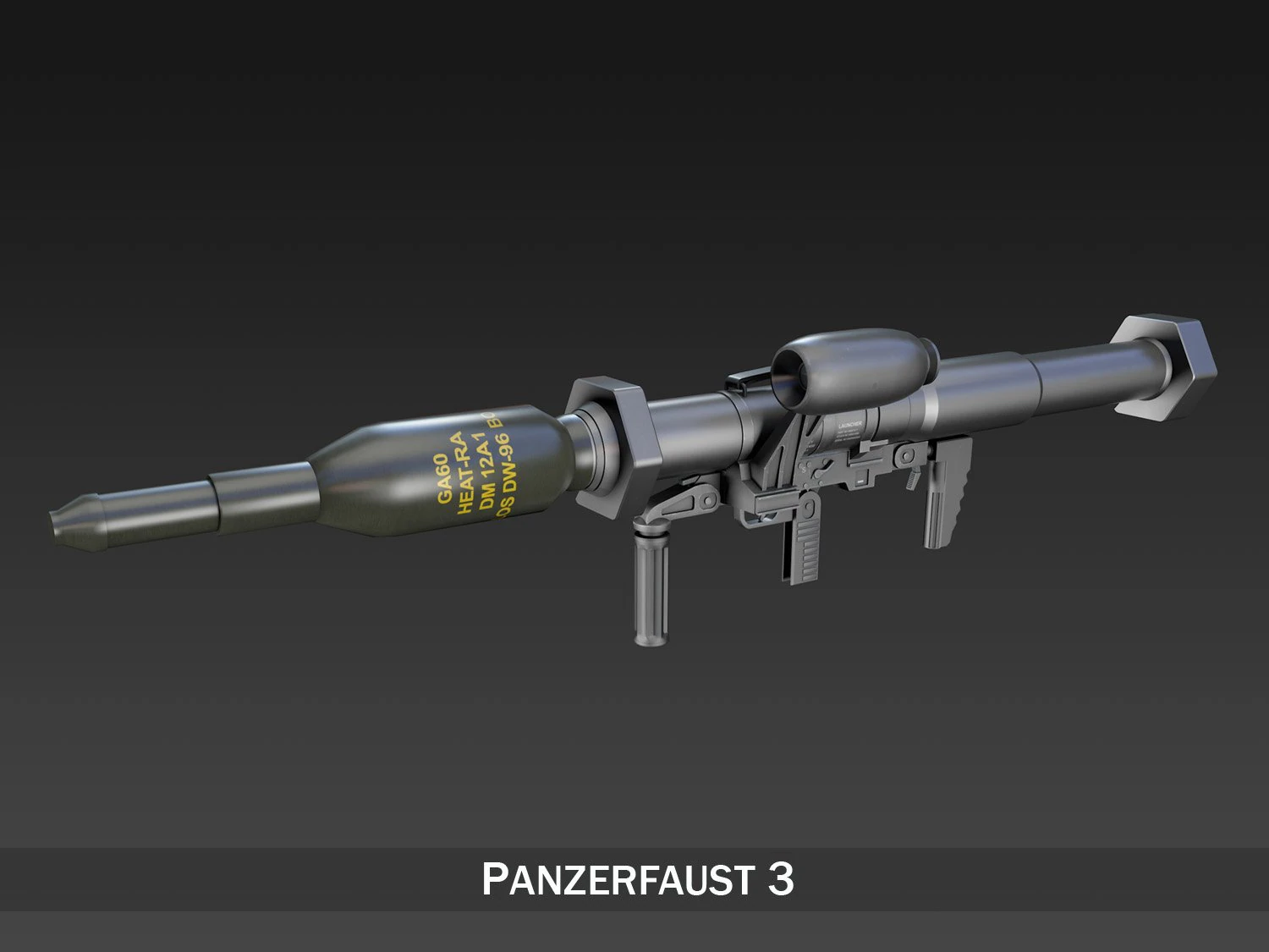 antitank rocket launcher panzerfaust 3 3D Model .c4d .max .obj .3ds .fbx .stl .blend