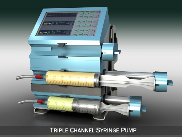 triple channel syringe pump 3Dモデル .c4d .max .obj .3ds .fbx .stl .blend