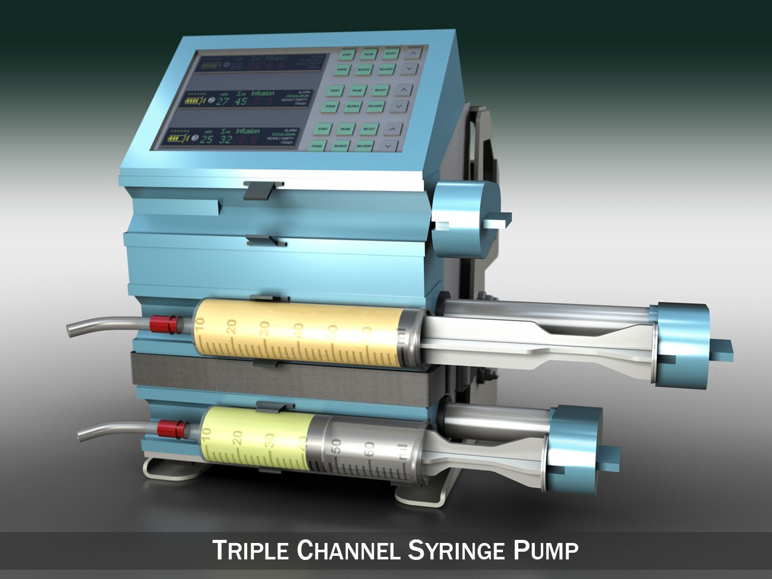 Медицина. triple channel syringe pump 3D Модели. 