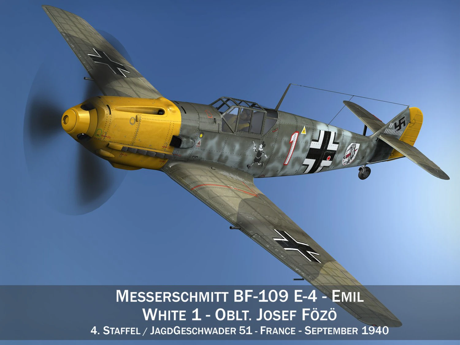 messerschmitt - bf-109 e - white 1 3D Model .c4d .max .obj .3ds .fbx .stl .blend 