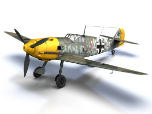 messerschmitt - bf-109 e - white 1 Modèle 3D