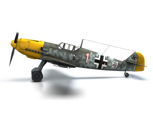 messerschmitt - bf-109 e - white 1 Modèle 3D