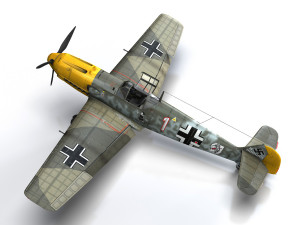 messerschmitt - bf-109 e - white 1 Modèle 3D