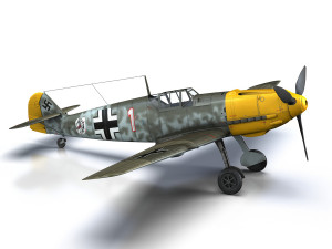 messerschmitt - bf-109 e - white 1 Modèle 3D