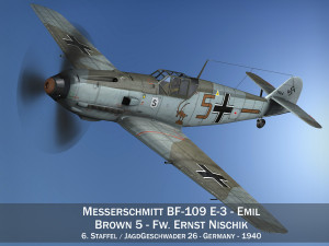 messerschmitt - bf-109 e - brown 5 Modello 3D