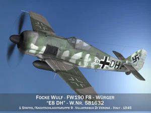 focke wulf - fw190 f8 - e8 dh 3D Модель