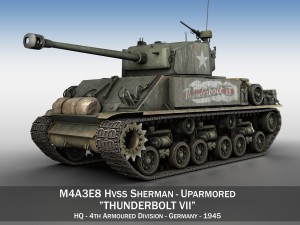 m4a3e8 hvss sherman thunderbolt vii 3D Model