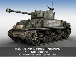 M4A3E8 HVSS Sherman Thunderbolt VII 3D Modell