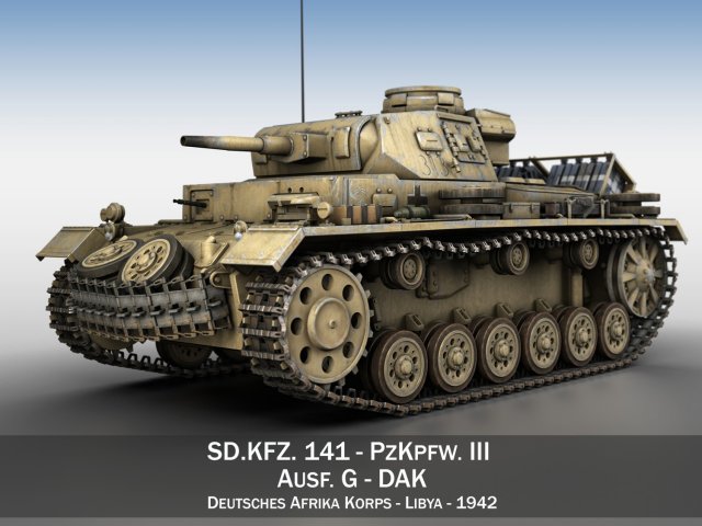 pzkpfw iii ausf g dak 313 3D Model .c4d .max .obj .3ds .fbx .stl .blend 
