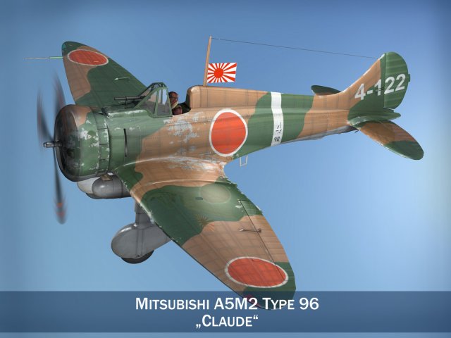mitsubishi a5m2 type96 claude 3D Model .c4d .max .obj .3ds .fbx .stl .blend 