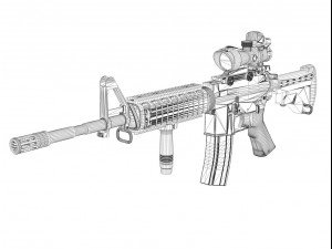 colt m4a1 sopmod acog 3D Модель