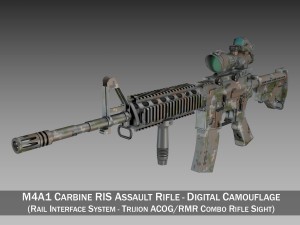 colt m4a1 sopmod acog camouflage 3D Model
