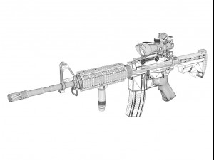 colt m4a1 sopmod acog camouflage Model 3D