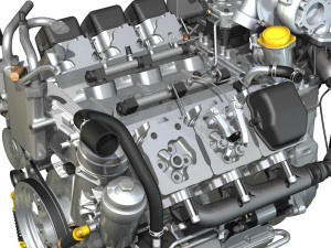 diesel turbo engine with interior parts 3D Model