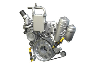 diesel turbo engine with interior parts 3D Model