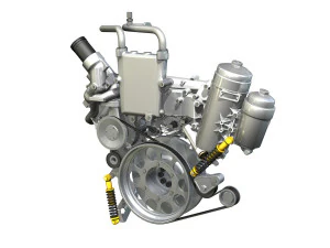 diesel turbo engine with interior parts 3D Model