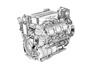 diesel turbo engine with interior parts 3D Model