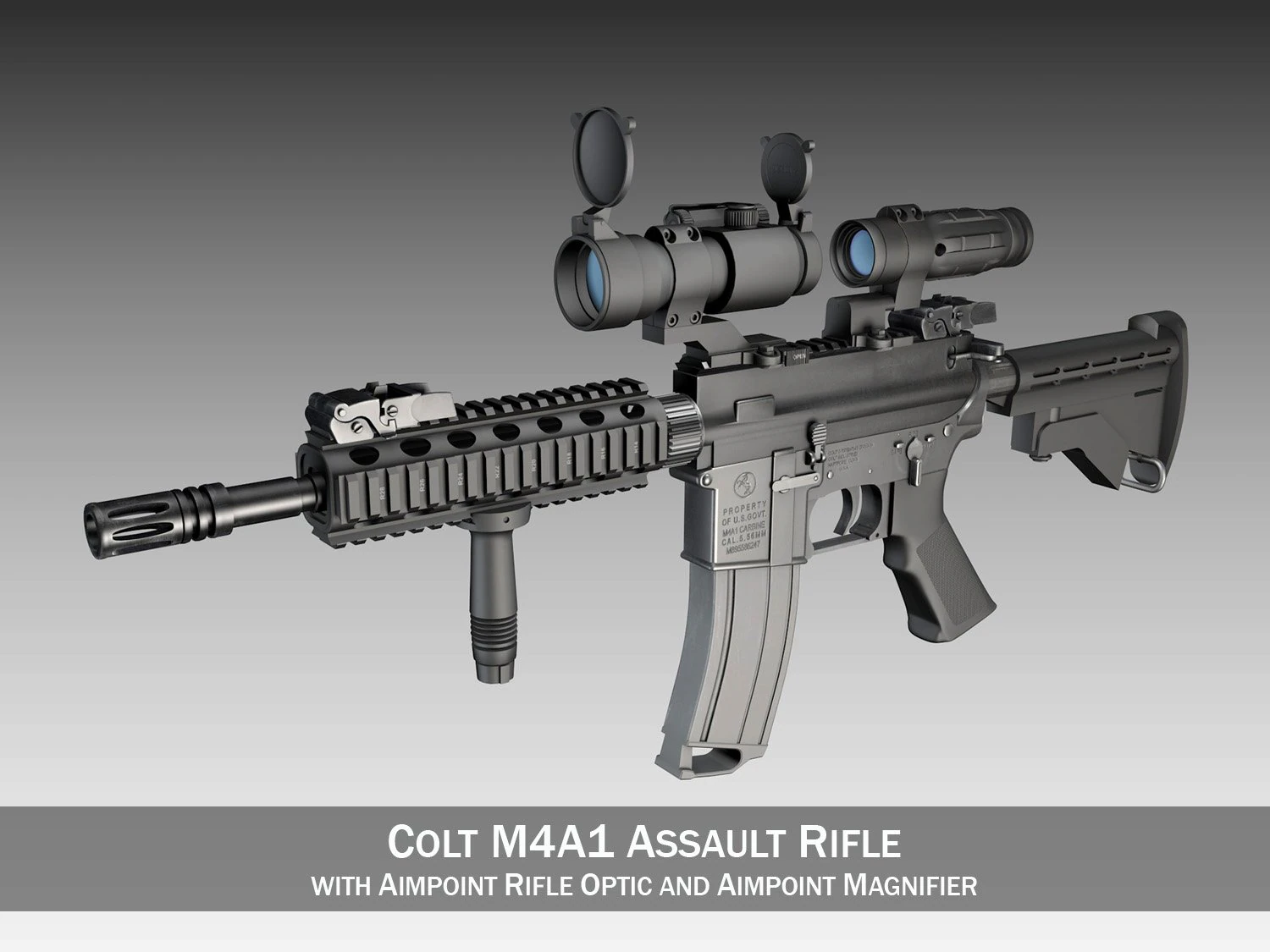 colt m4a1 sopmod punto di mira Modello 3D .c4d .max .obj .3ds .fbx .stl .blend