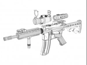 colt m4a1 sopmod punto di mira Modello 3D