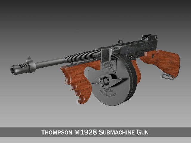 thompson model 1928 submachine 3D Model .c4d .max .obj .3ds .fbx .stl .blend 